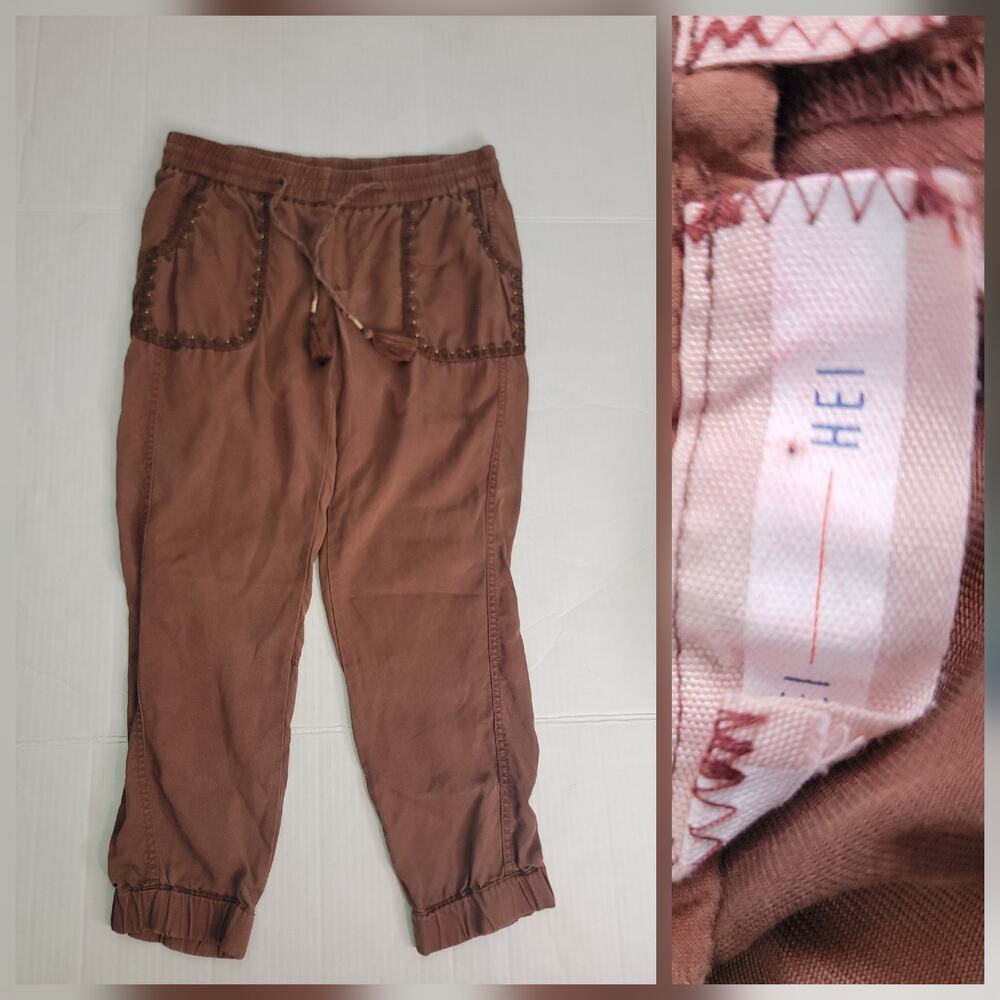 Anthropologie Hei Hei Jogger Pants Sz S High Rise Drawstring Embellished Crochet